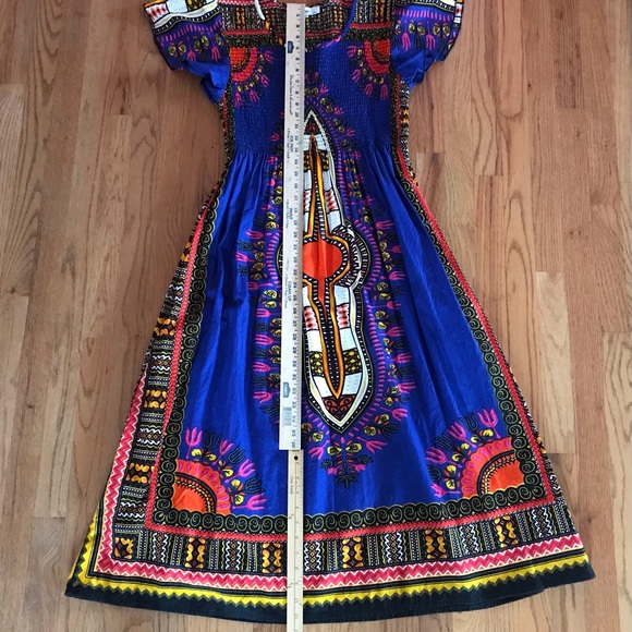 Bold Print Summer Maxi Dress with Shirred Bodice and Short Flutter Sleeves - Picture 8 of 8